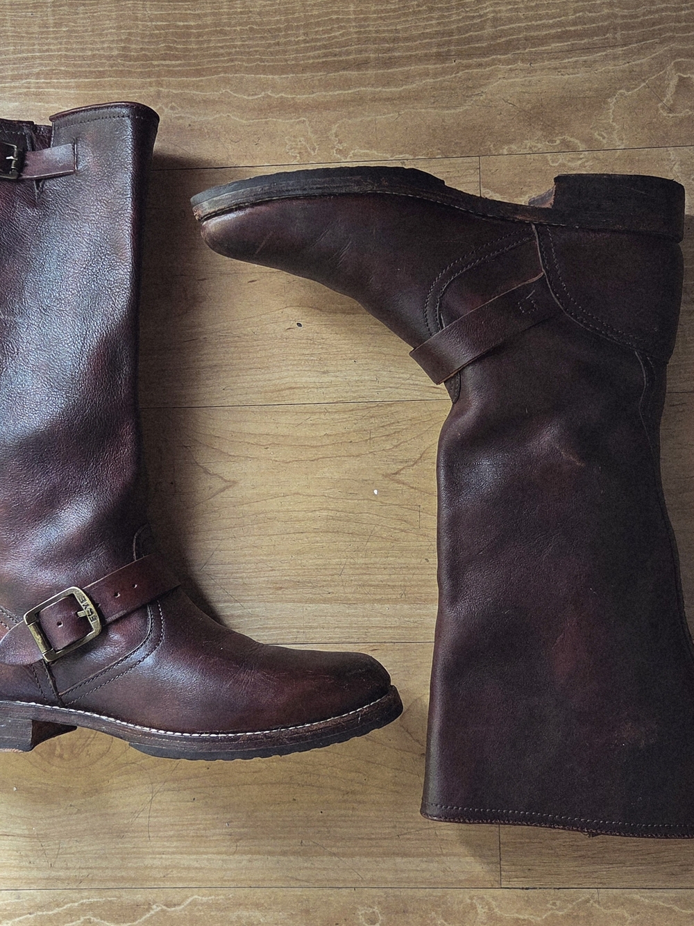 Vintage Frye Knee-High Veronica Slouch Boots With Harness And Buckle At Knee - Picture 3 of 10